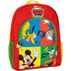 🆕 Disney Mickey Mouse Red Kids Donald Goofy & Pluto School Backpacks
